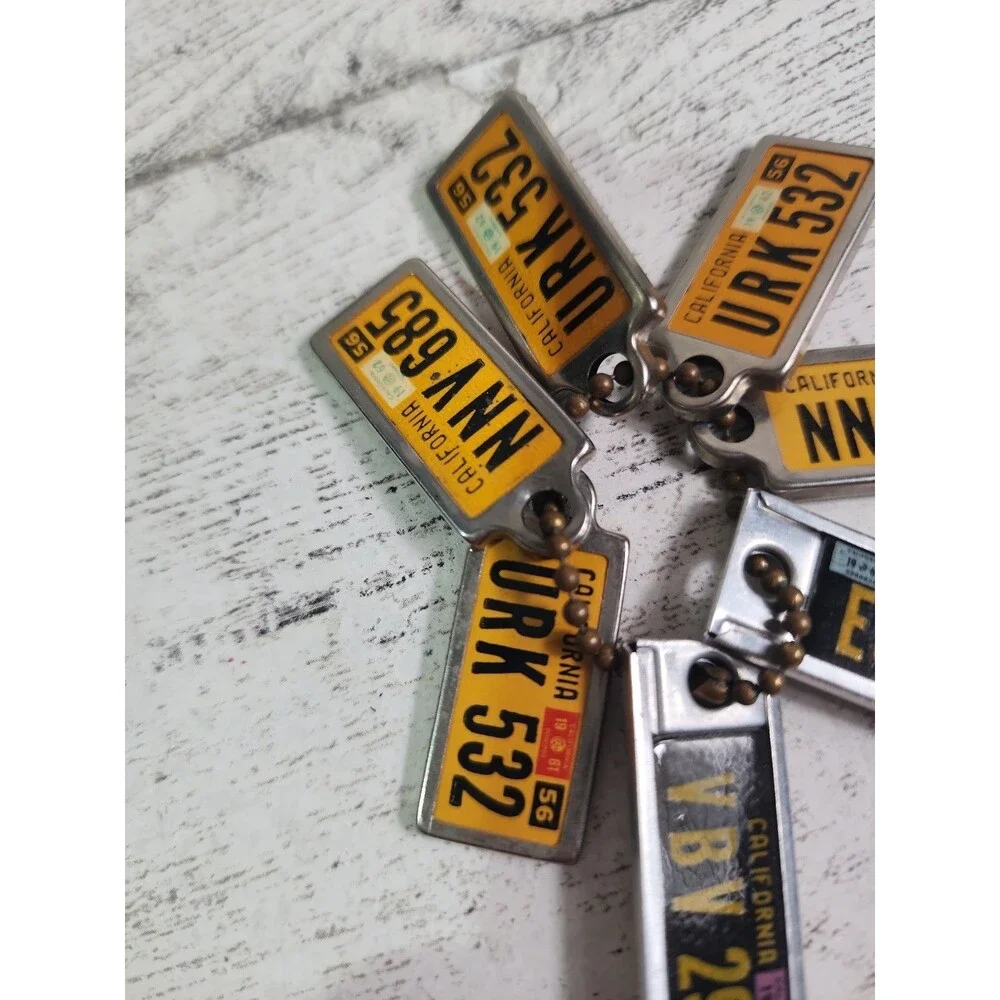 Vintage DAV TAGS Mini License Plate Key Chain LOT OF 7 California 1950-1960s